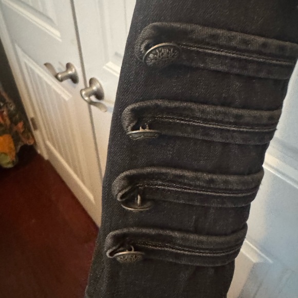 Free People Dark Gray Jean Jacket with Button Accents - Picture 3 of 6